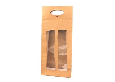 China Caixa de presente que empacota, caixa de presente do vinho de Brown do vinho de 2 garrafas com janela clara à venda