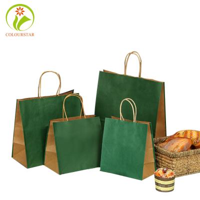 China SGS CMYK Foldable Food Paper Bag 350g Brown Kraft Paper Bag for sale