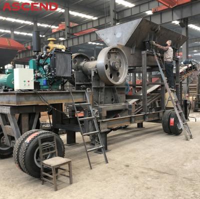 China Trailer Mounted Portable Mobile Diesel Engine Stone Jaw Crusher Station Plant Machine for sale