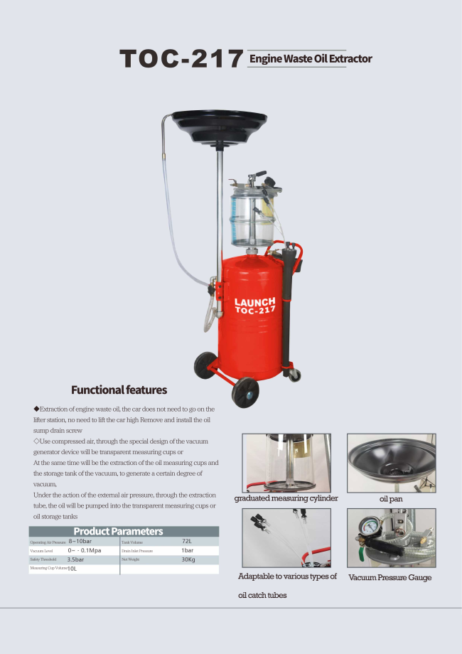 Vehicle Tools Engine Waste Oil Extractor Machine - Front View