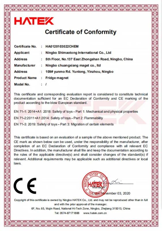 CE - Ningbo Chuangxiang Magnet Co., Ltd.