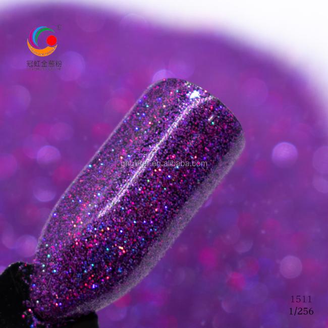 Holographic glitter applied to nail art demonstration
