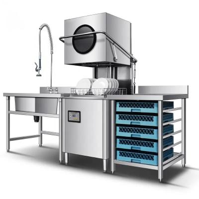 China Electrical Hood Type Rack Conveyor Dishwasher Machine High Efficient 380V for sale