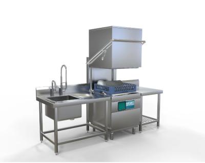 Chine Lave-vaisselle industriel argenté Conveyor 380V Hood Type Dishwasher commercial à vendre