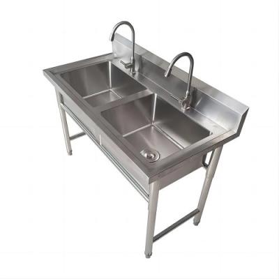 China Polished Restaurant Kitchen Dishwasher Parts Upstanding Double Sink for sale