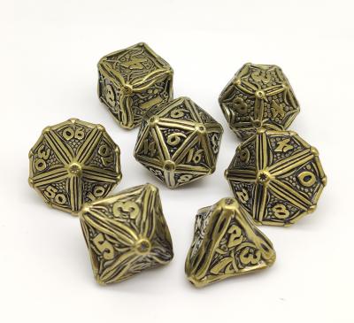 China Gold Plated Surface RPG Dice Set Metal Polyhedral For Hammer And Yahtzee for sale