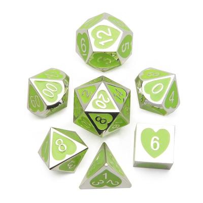 China Green Peach Heart Metal Multi -Flag RPG Dice Set Dnd Coc  Luxury style for sale