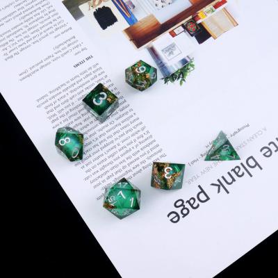 China Green foil gold natural resin multi -faceted desktop game Dice Border Gate for sale