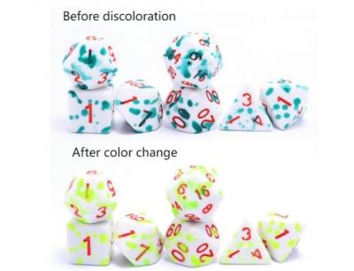China High temperature change color Graffiti Phantom color resin board game dice set dnd dice for sale