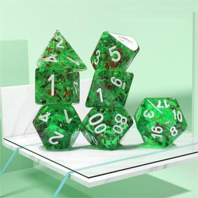 China Sprite green crystal Resin Boarding Dice Set  dnd dice for sale