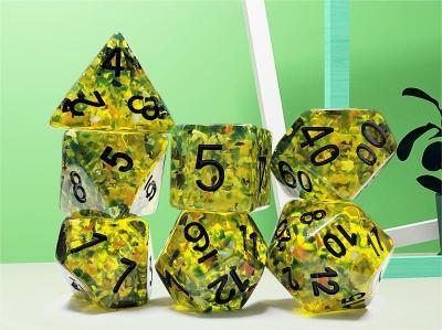 China Yellow flash Resin Boarding Dice Set  dnd dice for sale