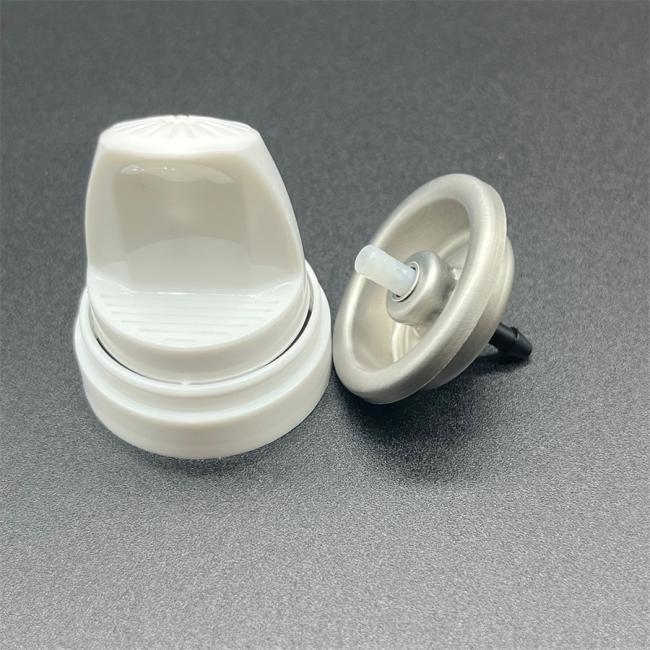 Professional hair mousse spray actuator with detailed component view