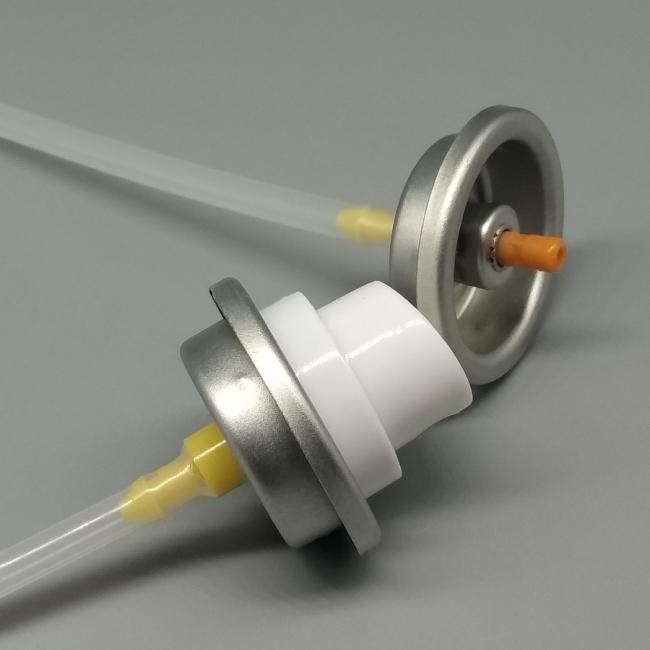 Shaving foam valve in use producing rich lather