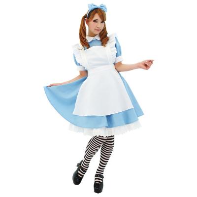 China Polyester Alice in Wonderland Costume Lolita Dress Maid Cosplay Fantasia Halloween Carnival Costume For Women 2021 New Cos Set Party en venta