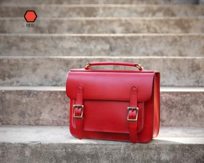 China Red Large Handbags Handmade Vintage Leather Briefcase à venda