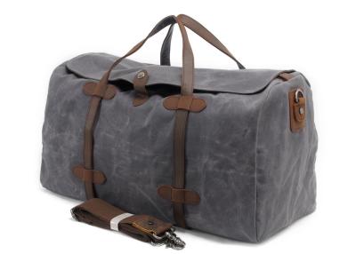 China CL-600 Gray Simple Design Waxed Canvas and Leather Duffle Bag for sale