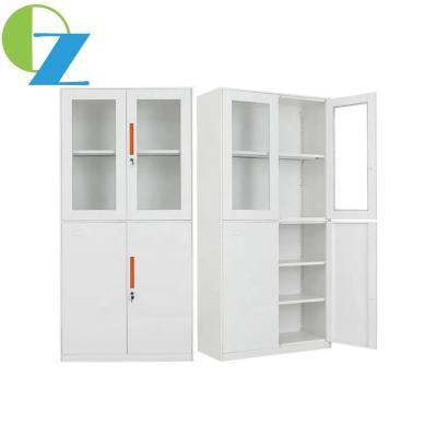 China New Style 0.5-1.0mm Metal Office File Cabinets Up Glass Down Steel Swing Door for sale