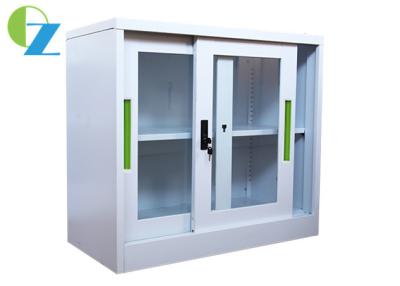 China KD Structure Steel Office Cupboard , Two Glass Sliding Door Storage Cupboard for sale