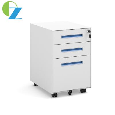 China White Side Open Mobile Pedestal File Cabinet Assembled Structure 3 Drawers for sale