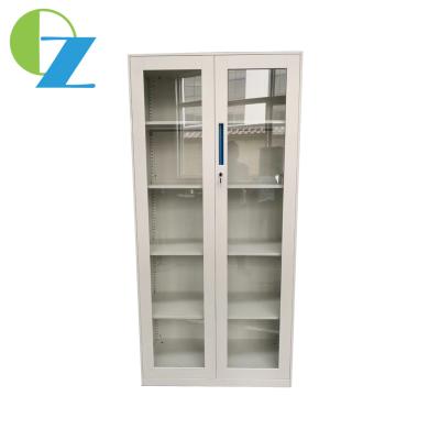 China 2 Glass Door Slim Metal Storage Cabinet For Book Office Furniture for sale