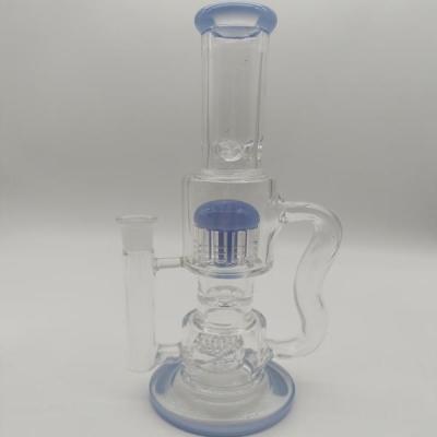 China Clear Straight Tube Bongs Blue Transparent  12 - 18 Inches for sale