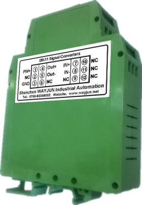 China 3000VDC isolation Converter NPN to PNP transmitter, sine wave shaping green DIN35 signal converter for sale