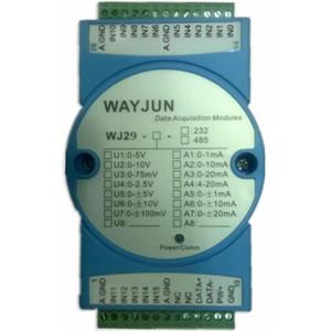 China WAYJUN 16-CH 0-5V to RS232 Modbus Converters DIN35 blue signal acquisition CE approved for sale