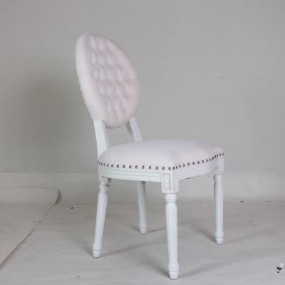 China Event wedding round back chair button tufted rental chair with linen fabric rental wedding chair with nails for sale