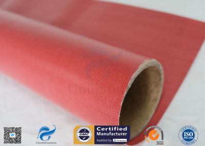 China Furnace Curtain 0.45mm 40/40g 1000mm Red Silicone Rubber Coated Fiberglass Fabric for sale