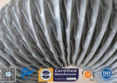 China HVAC Flexible Air Duct PVC Coated Fiberglass Fabric Grey 200MM Hose Waterproof for sale