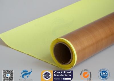 China Self - Adhesive Tapes Brown PTFE Coated Fiberglass Fabric Sticker 1000mm Width 50 Meter for sale