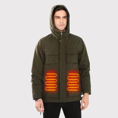 China Washable Men's Heated Body Warmers 7.4V Rechargeable Heated Jacket with 4 Heating Zones for sale