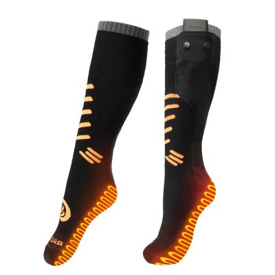 China Thick Electric Thermal Heated Socks Rechargeable Heated Socks Black with Good Elasticity for sale