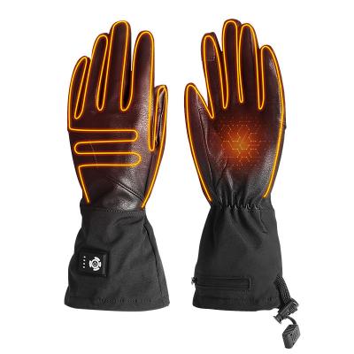 China Touch Screen Synthetic Leather Heated Winter Gloves Rechargeable Battery Operated Motorcycle Gloves for sale
