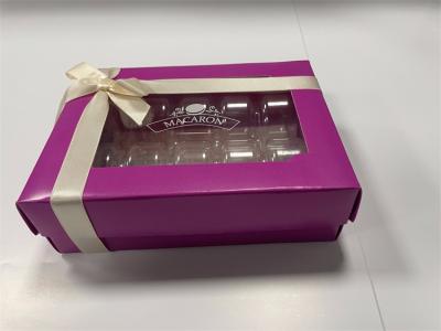 China Magnetic Closure Macaron Box Purple Eco Friendly Macaron Packaging for sale