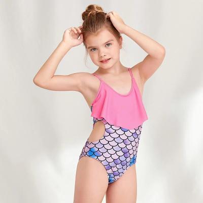 China One Piece Girls Swim Wear Bikini Colorful Fish Scales Printed Girls Summer Swimsuit for sale