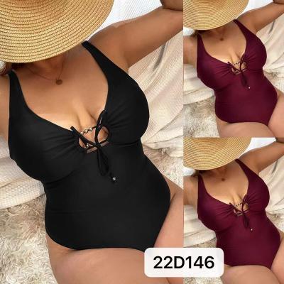 China Sexy Womens Plus Size Swim Wear Solid Color Pearl Bathing Suits For Plus Size Women for sale