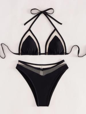 Chine Bikini Style rembourrage amovible maillots de bain couleur noire mode Upf50 ++ couleur Pure Sexy pour dames à vendre