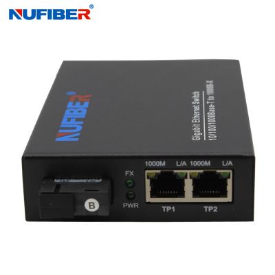 China Convertidor del interruptor de Ethernet de la fibra del gigabit con el puerto de la fibra 2 Rj45 1 en venta