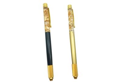 China Wholesale Golden Foil One Side Pen Crystal Eyebrow Tattoo Pen Permanent Manual Tattoo Pen With Low Price for sale