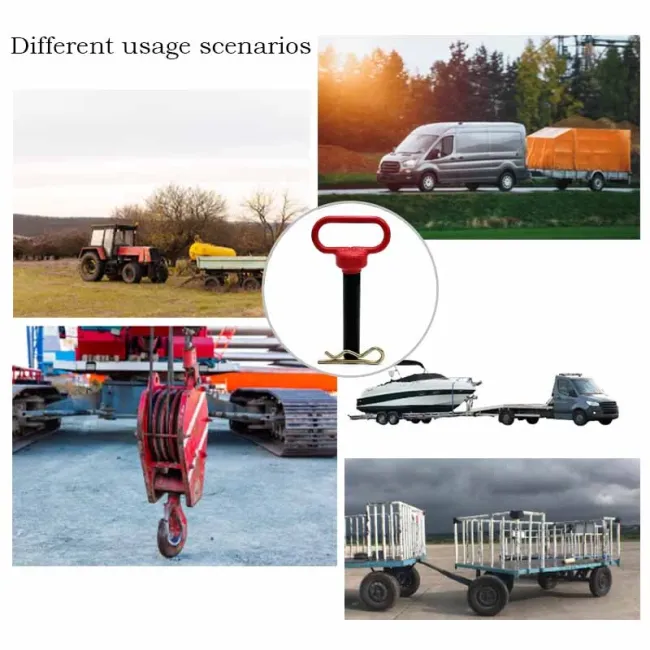Applications of forged red head hitch pins, trailer towing hitch pins