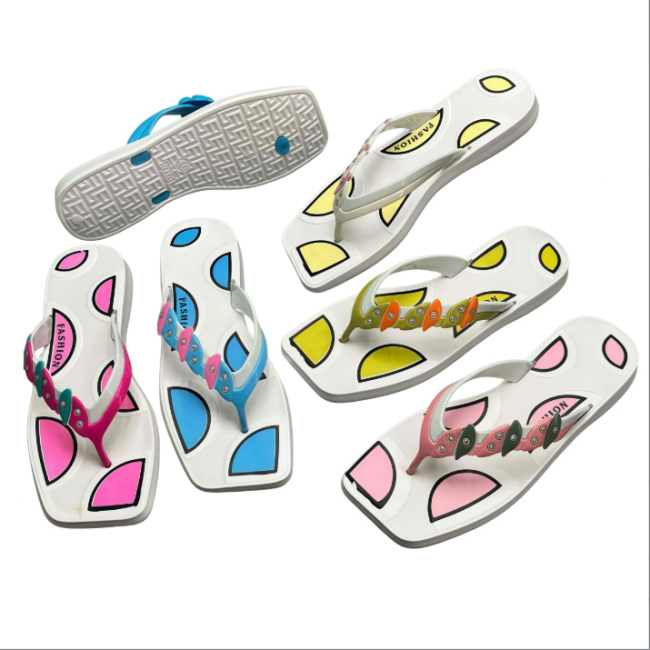 Premium EVA Women Flip Flops White Sole Colorful Straps