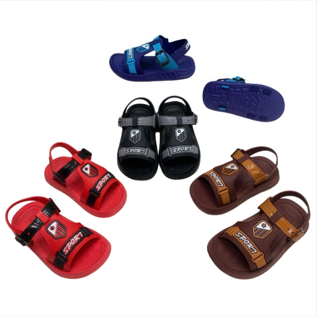 Kids EVA Sport Sandals with adjustable strap in red black blue brown colors