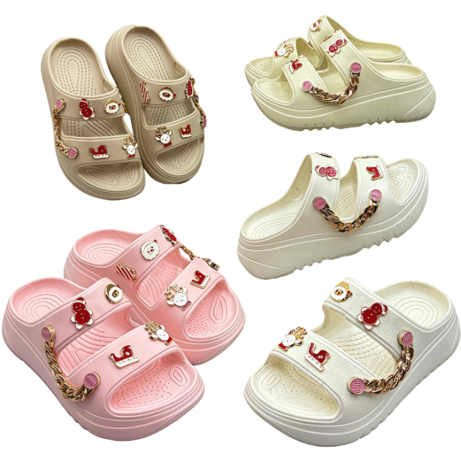 Women's EVA Platform Slides with Charms and Chain Factory Wholesale