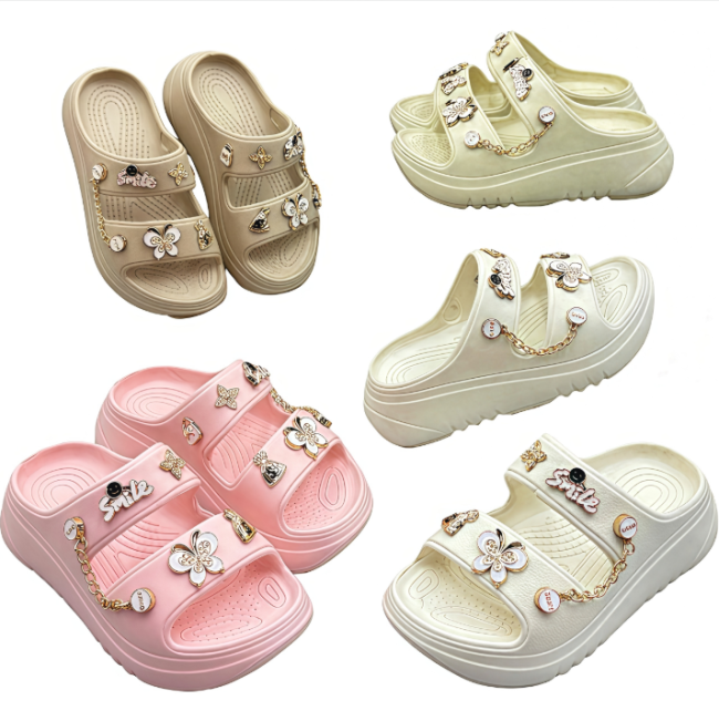 Women's EVA Platform Slides with Butterfly Charms and Chain Factory Wholesale