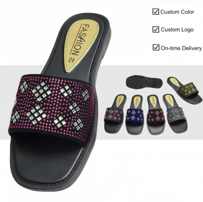 PVC Women Rhinestone Slides Multi Colors Wholesale