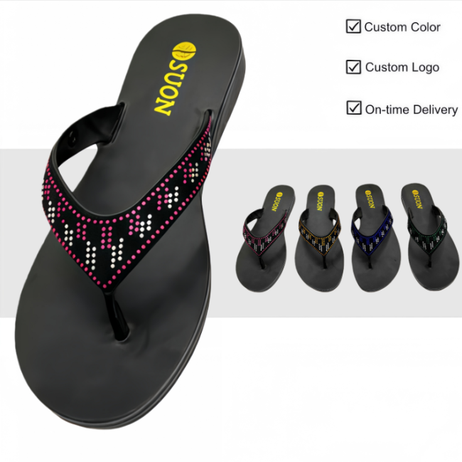 PVC Women Rhinestone Flip Flops Multi Colors Wholesale