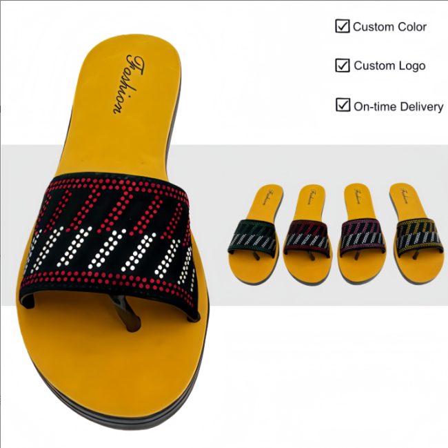 PVC Women Thong Slides Fashion Dot Pattern Custom Color Logo Factory Direct Wholesale