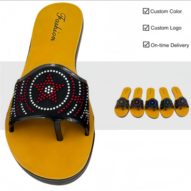 PVC Women Star Pattern Thong Slides Custom Color Logo Factory Direct Wholesale