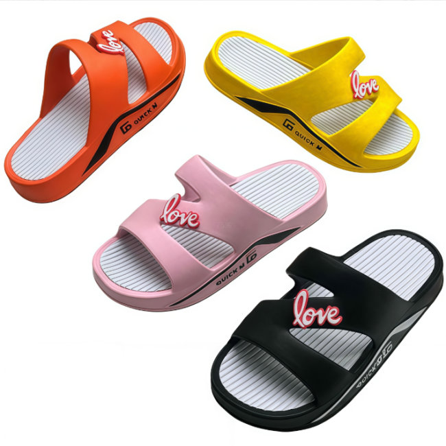 EVA Women Slides with Love Decor Thick Sole Soft Casual Slippers Wholesale Footwear